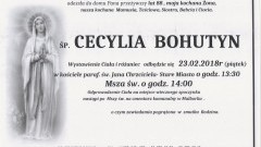Zmarła Cecylia Bohutyn. Żyła 88 lat. 