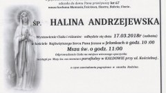 Zmarła Halina Andrzejewska. Żyła 67 lat. 