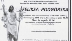 Zmarła Feliksa Podgórska. Żyła 92 lata.