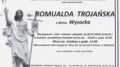 Zmarła Romualda Trojańska. Żyła 87 lat.