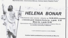 Zmarła Helena Bonar. Żyła 81 lat.