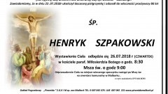 Zmarł Henryk Szpakowski. Żył 86 lat.