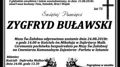 Zmarł Zygfryd Buławski. Żył 75 lat.