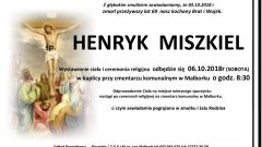 Zmarł Henryk Miszkiel. Żył 69 lat.