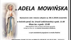 Zmarła Adela Mowińska. Żyła 86 lat.