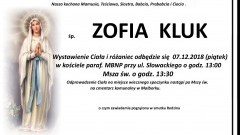 Zmarła Zofia Kluk. Żyła 90 lat.