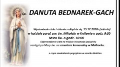 Zmarła Danuta Bednarek-Gach. Żyła 84 lata.