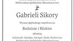 Przyjaciele, Zarząd i Rada Nadzorcza Malborskiej Spółdzielni Mieszkaniowej składają kondolencje