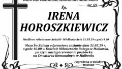 Zmarła Irena Horoszkiewicz. Żyła 69 lat.