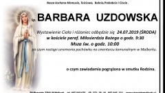 Zmarła Barbara Uzdowska. Żyła 78 lat.