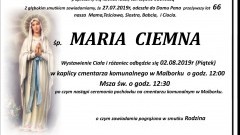 Zmarła Maria Ciemna. Żyła 66 lat