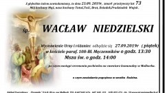 Zmarł Wacław Niedzielski. Żył 73 lata.