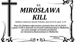 Zmarła Mirosława Kill. Żyła 79 lat.