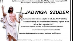 Zmarła Jadwiga Szuder. Żyła 92 lata.