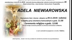 Zmarła Adela Niewiarowska. Żyła 85 lat.