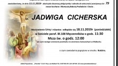 Zmarła Jadwiga Cicherska. Żyła 79 lat.