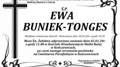 Zmarła Ewa Buniek - Tonges. Żyła 64 lata.