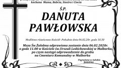 Zmarła Danuta Pawłowska. Żyła 65 lat.