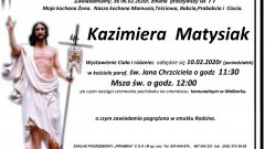 Zmarła Kazimiera Matysiak. Żyła 77 lat.