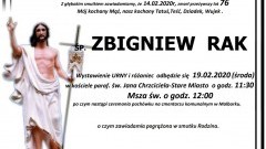 Zmarł Zbigniew Rak. Żył 76 lat.