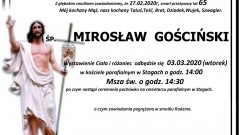 Zmarł Mirosław Gościński. Żył 65 lat.