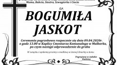 Zmarła Bogumiła Jaskot. Żyła 55 lat.