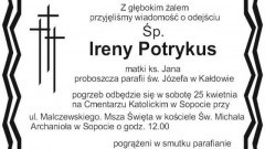 Zmarła Irena Potrykus, matka księdza Jana, proboszcza parafii św. Józefa&#8230;