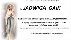 Zmarła Jadwiga Gaik. Żyła 87 lat.