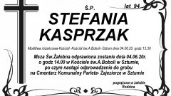 Zmarła Stefania Kasprzak. Żyła 94 lata.