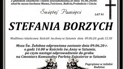 Zmarła Stefania Borzych. Żyła 91 lat.