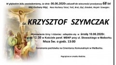 Zmarł Krzysztof Szymczak. Żył 68 lat.