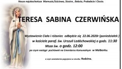 Zmarła Teresa Sabina Czerwińska. Żyła 87 lat.