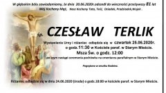 Zmarł Czesław Terlik. Żył 81 lat.