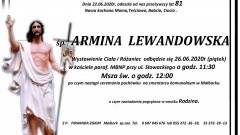 Zmarła Armina Lewandowska. Żyła 81 lat.