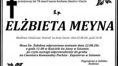 Zmarła Elżbieta Meyna. Żyła 78 lat.