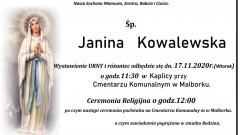 Zmarła Janina Kowalewska. Żyła 71 lat.