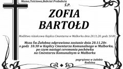 Zmarła Zofia Bartołd. Żyła 73 lata.