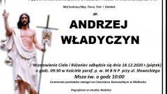 Zmarł Andrzej Władyczyn. Żył 78 lat.