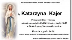 Zmarła Katarzyna Kajer. Żyła 73 lata.