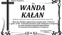 Zmarła Wanda Kałan. Żyła 83 lata.