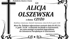 Zmarła Alicja Olszewska. Żyła 85 lat.