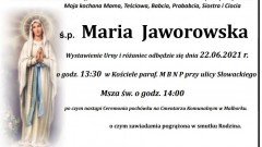 Zmarła Maria Jaworowska. Żyła 73 lata.