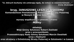 Kondolencje Wójta Gminy Sztutowo, pracowników Urzędu Gminy, Przewodniczącego Rady Gminy, Radnych oraz strażaków OSP w Sztutowie i Łaszce.  