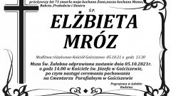 Zmarła Elżbieta Mróz. Żyła 73 lata.