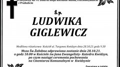 Zmarła Ludwika Giglewicz. Żyła 91 lat.