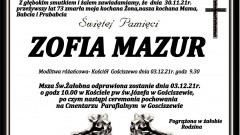 Zmarła Zofia Mazur. Żyła 73 lata.