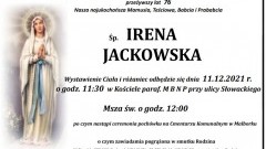 Zmarła Irena Jackowska. Żyła 76 lat.