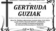 Zmarła Gertruda Guziak. Żyła 79 lat.