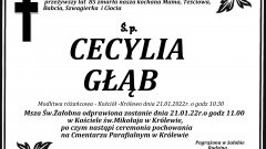 Zmarła Cecylia Głąb. Żyła 85 lat.