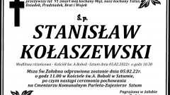 Zmarł Stanisław Kołaszewski. Żył 91 lat.